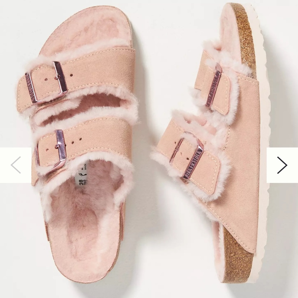 Birkenstock Arizona shearling lines sandals